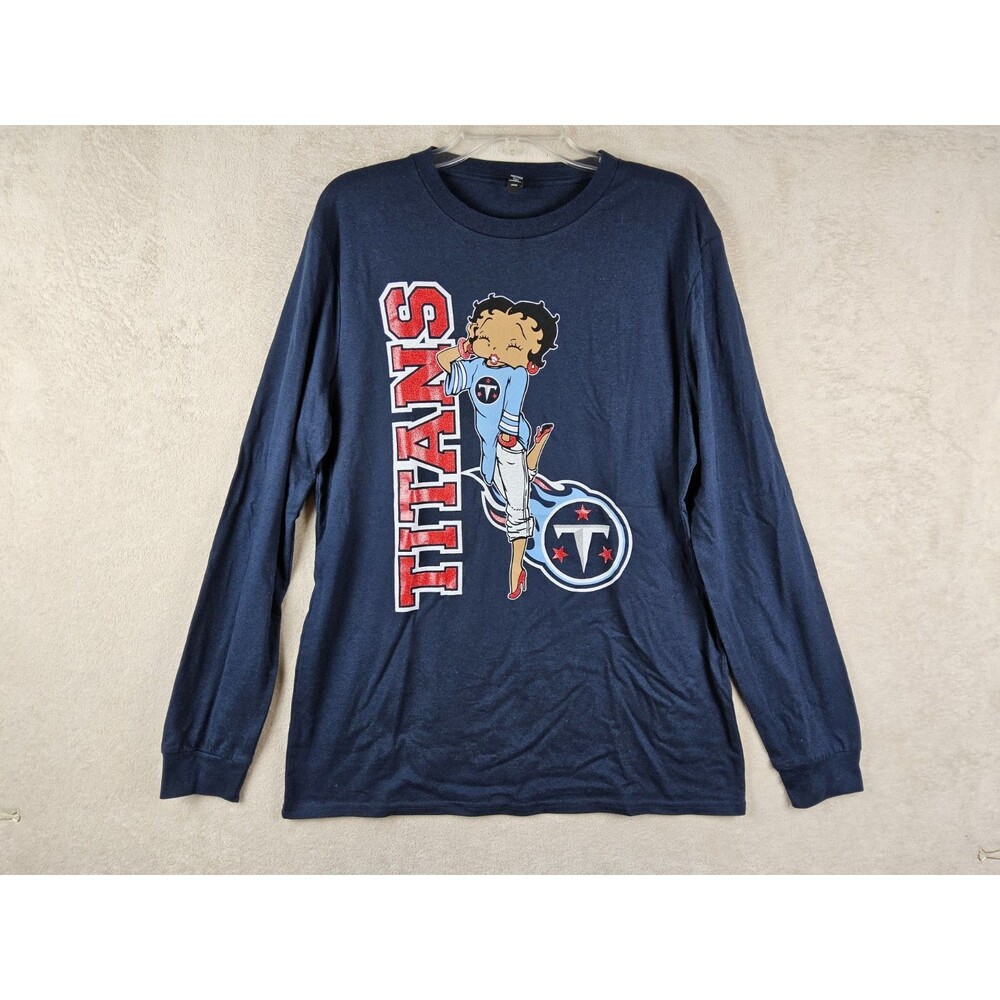 NFL Tennessee Titans Direct Tees Betty Boop Long Sleeve T Shirt Size L